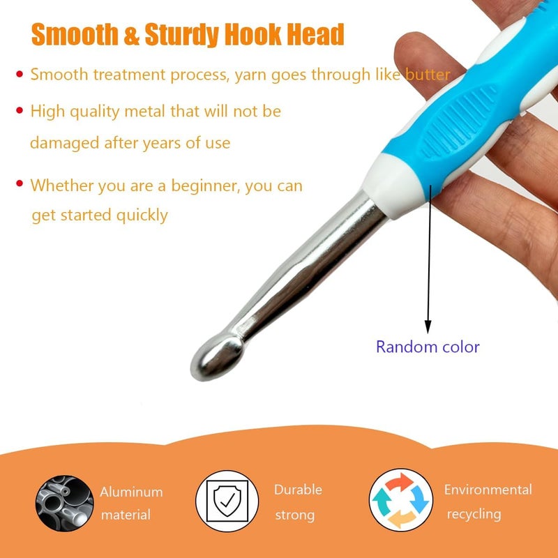 Mdoker حجم I/9(5.5mm) إبرة كروشيه، إبر كروشيه طويلة جدًا لليدين المصابة بالتهاب المفاصل، مقبض مريح ناعم للمبتدئين وعشاق الكروشيه ذوي الخبرة، مريح/سلس/مريح - Image 3